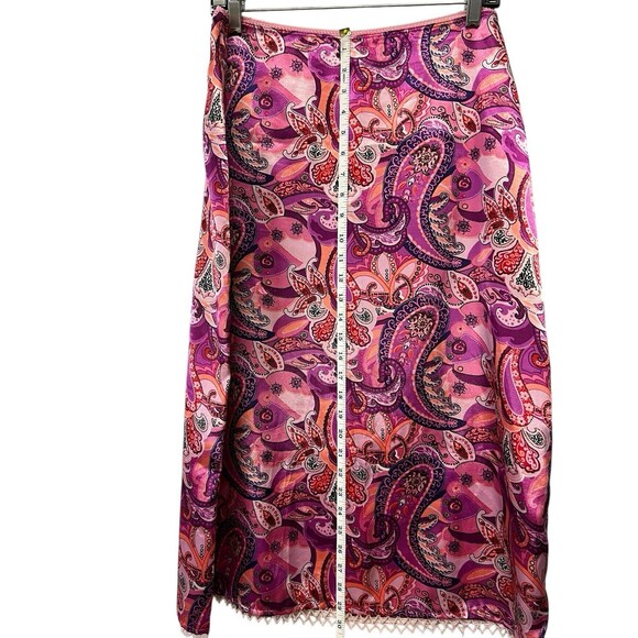 Vintage Y2K  Xhilaration Paisley Satin Midi Skirt Beaded Trim Whimsigoth Medium - Picture 7 of 12